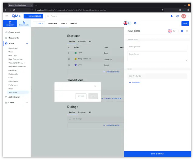 Workflow create new dialog